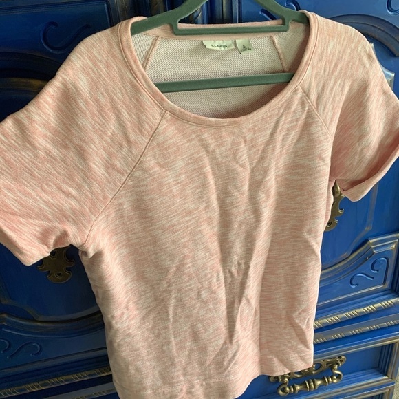 L.L. Bean Short Sleeve Pink White Sweater Small - Picture 1 of 2